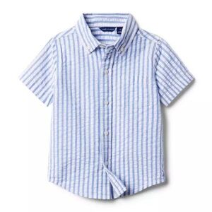 Janie and Jack Blue and White Striped Button Down Shirt Boy Size 8